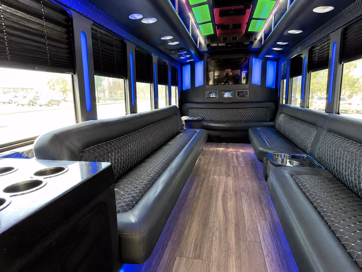waterloo 15 passenger party bus inside
