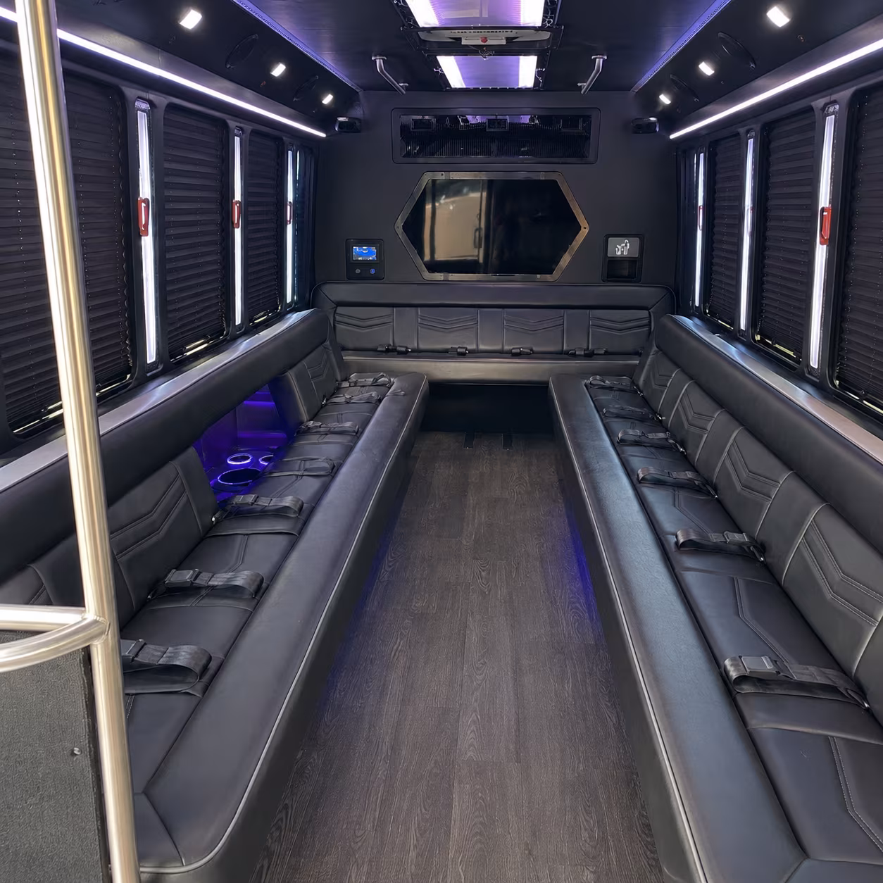 waterloo 18 passenger party bus interior