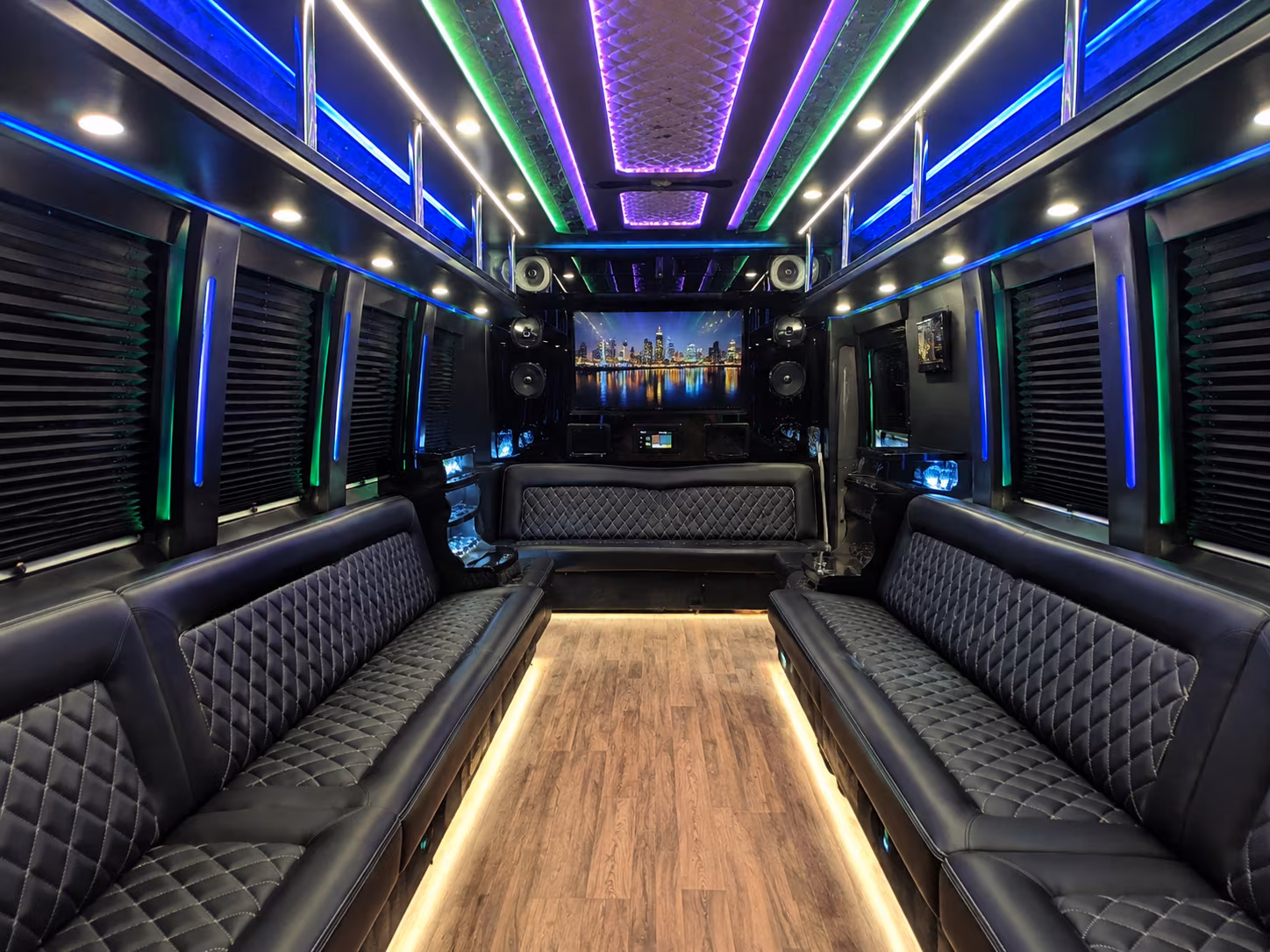 waterloo 25 passenger party bus interior