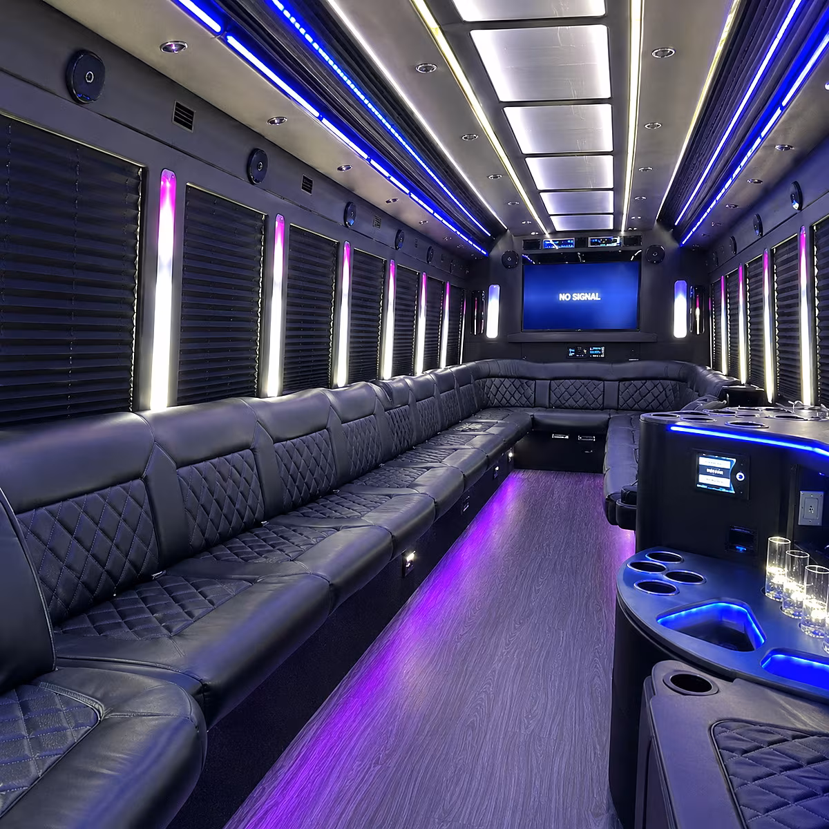 waterloo 30 passenger party bus inside