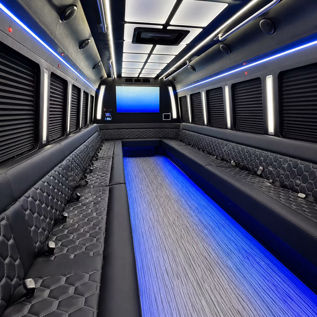 waterloo 50 passenger party bus inside