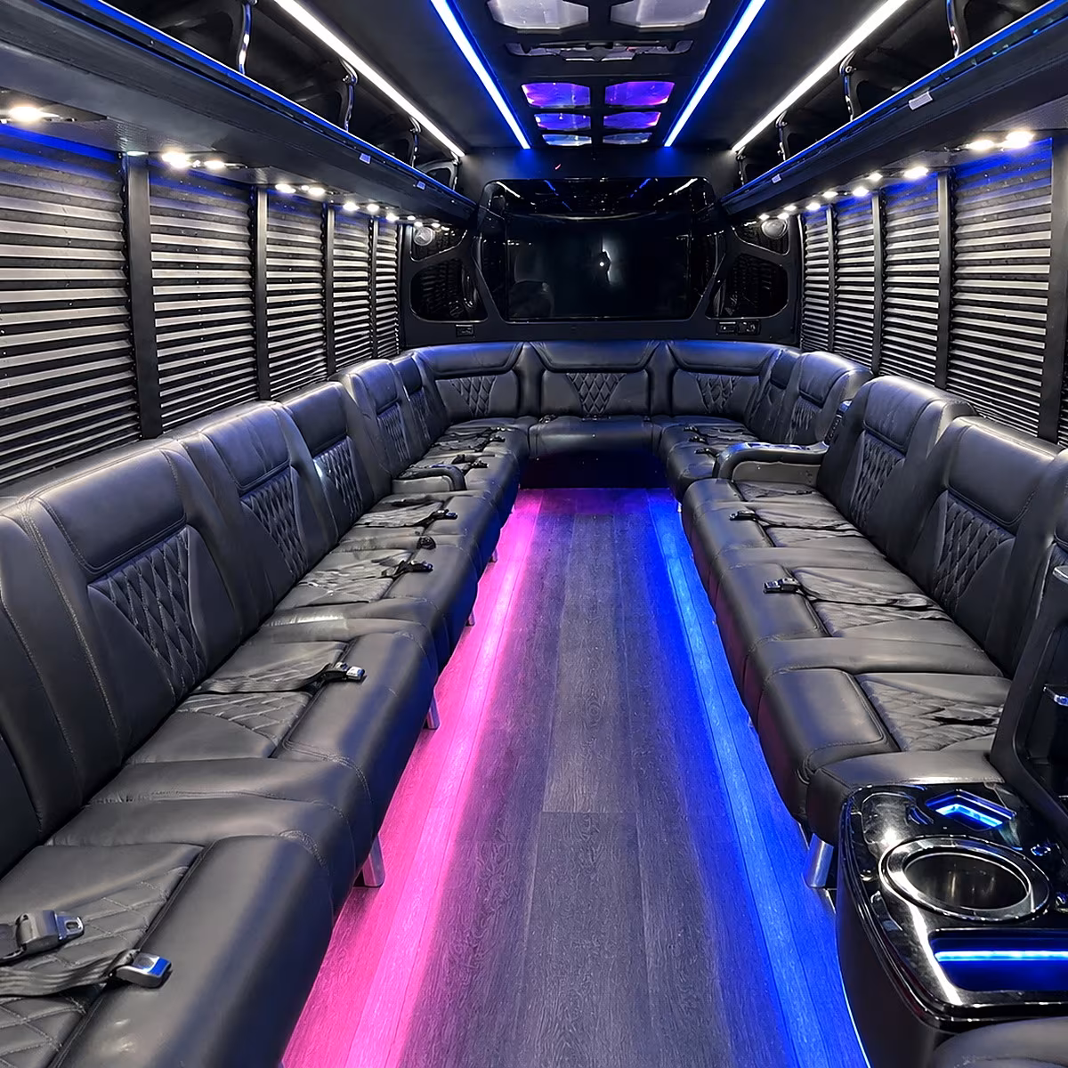 waterloo party bus rental interior